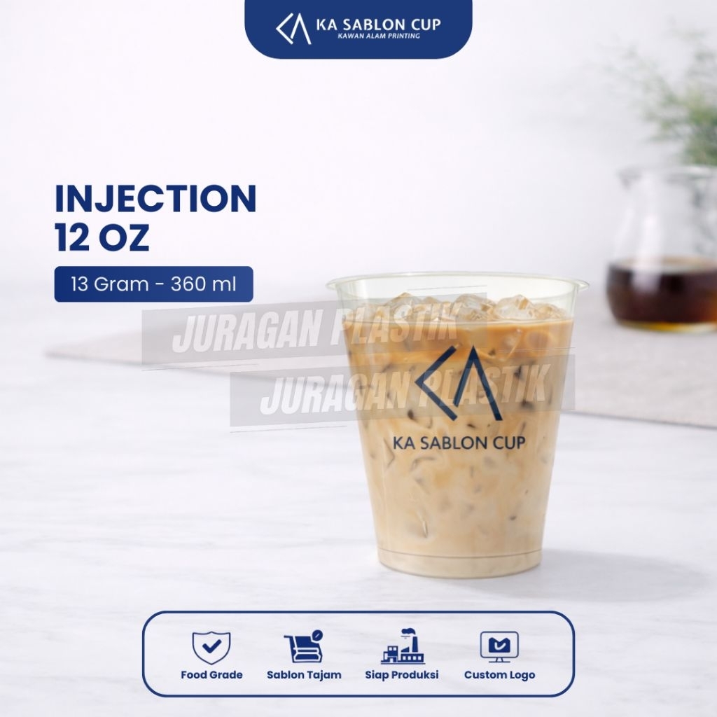 INJECTION CUP 12OZ  (Cup Plastik / Gelas Plastik) Bahan Tebal