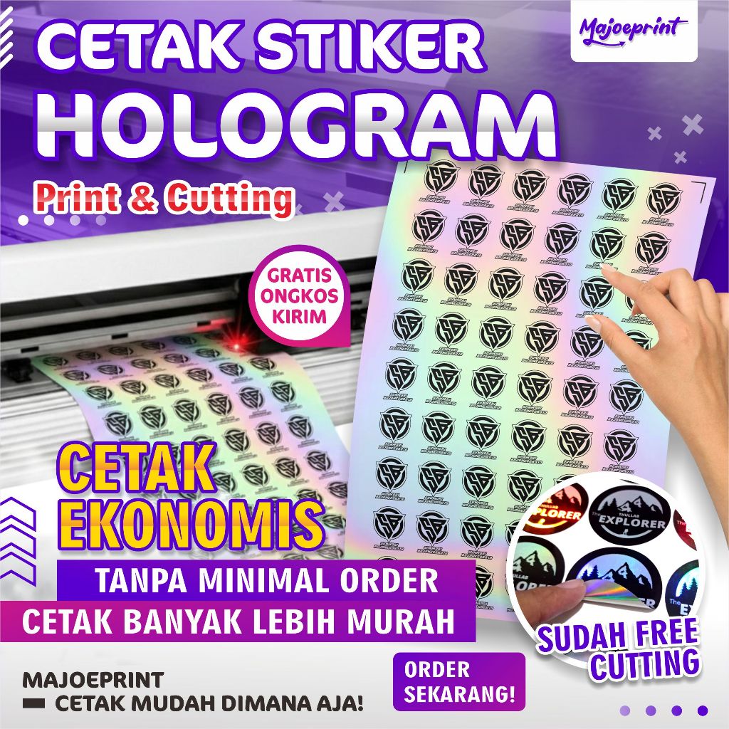 Cetak Stiker Label Hologram A3+ | Print & Cutting Stiker Hologram