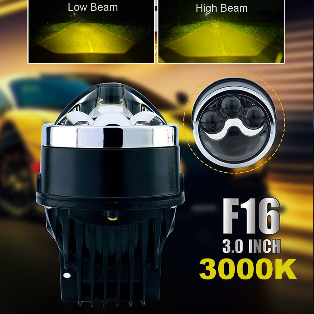 F16 3000K - Biled Projector Foglamp Triple Laser 3 inch VAHID F16 - KUNING | Lampu Biled Foglamp 3 i
