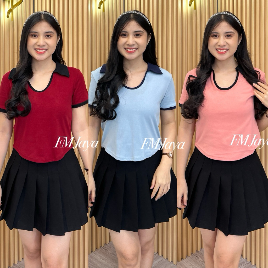 FM88 JOYFENCA - KAOS IMP*RT WANITA KERAH 2510 || KAOS KERAH / KAOS WANITA / BLOUSE IMP*RT WANITA BER