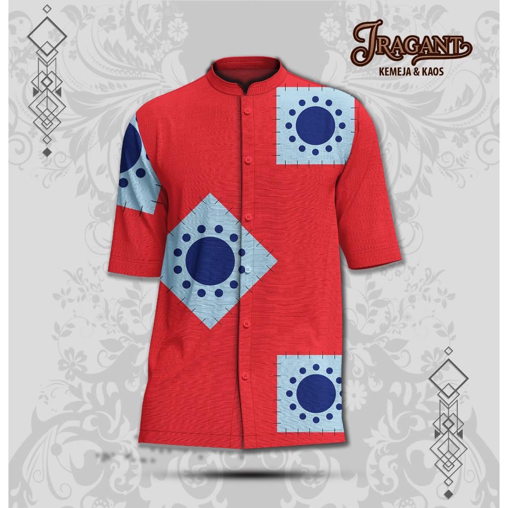 JRAGANT.CLOTH Kemeja Koko Anime One Piece Luffy Wano Red | Baju Koko Unisex Premium Kerah Shanghai A