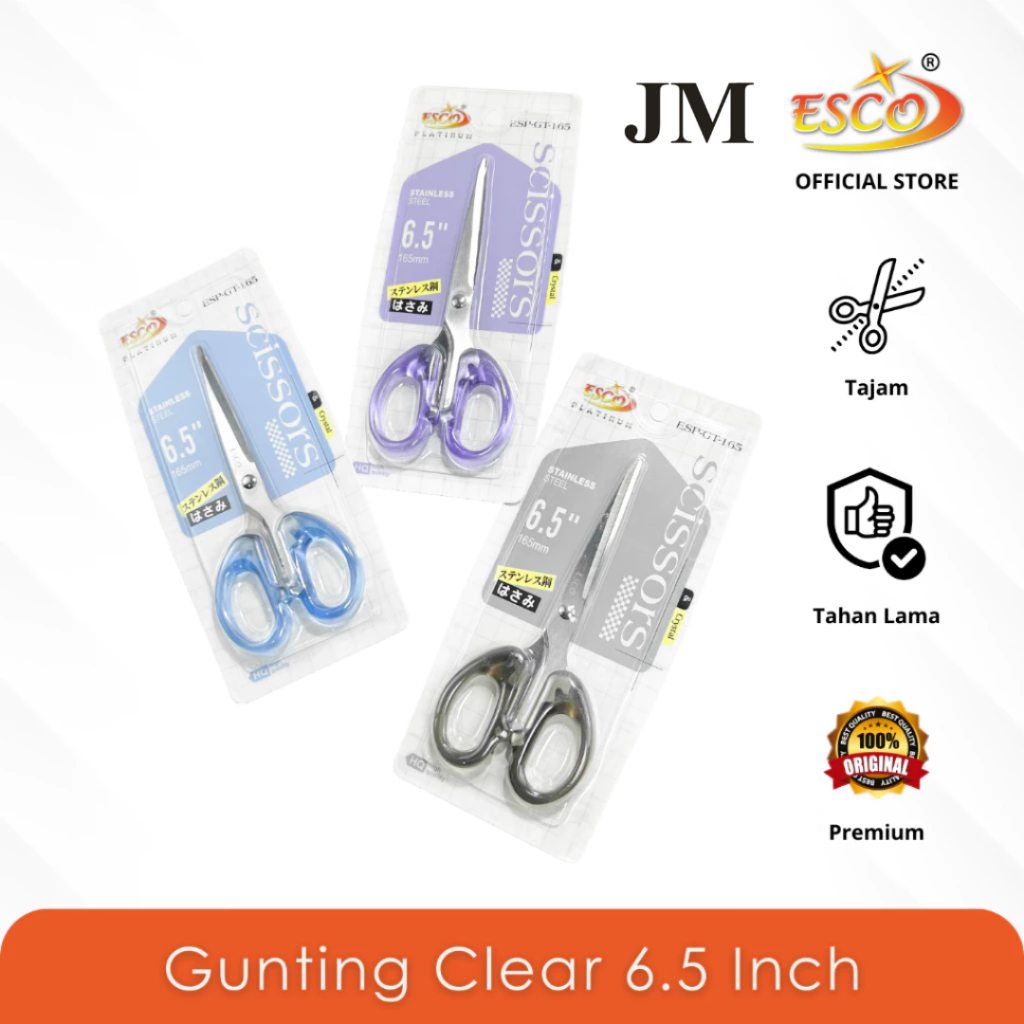 Esco Platinum Gunting Kantor 6.5 Inch Stainless Steel – Office Scissors Profesional (ESP-GT-165) JM