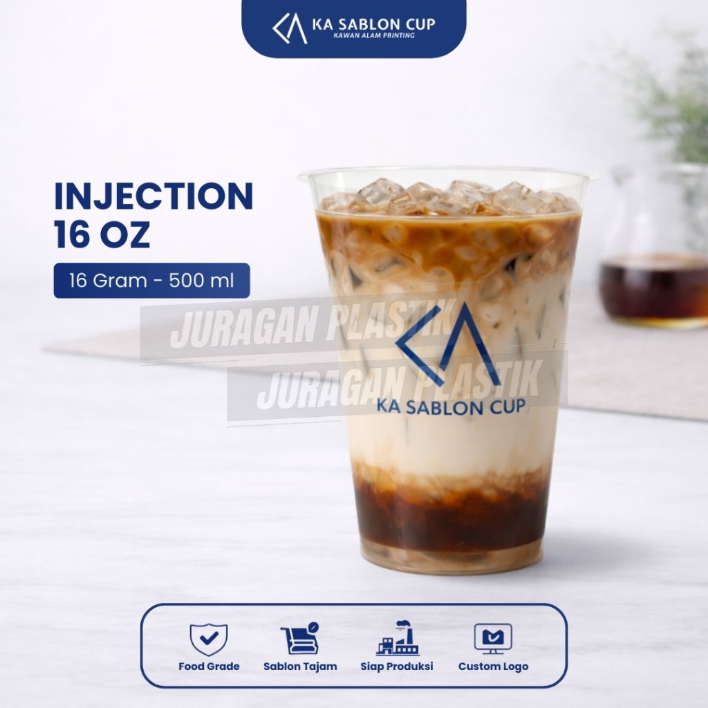 INJECTION CUP 16OZ  (Cup Plastik / Gelas Plastik) Bahan Tebal