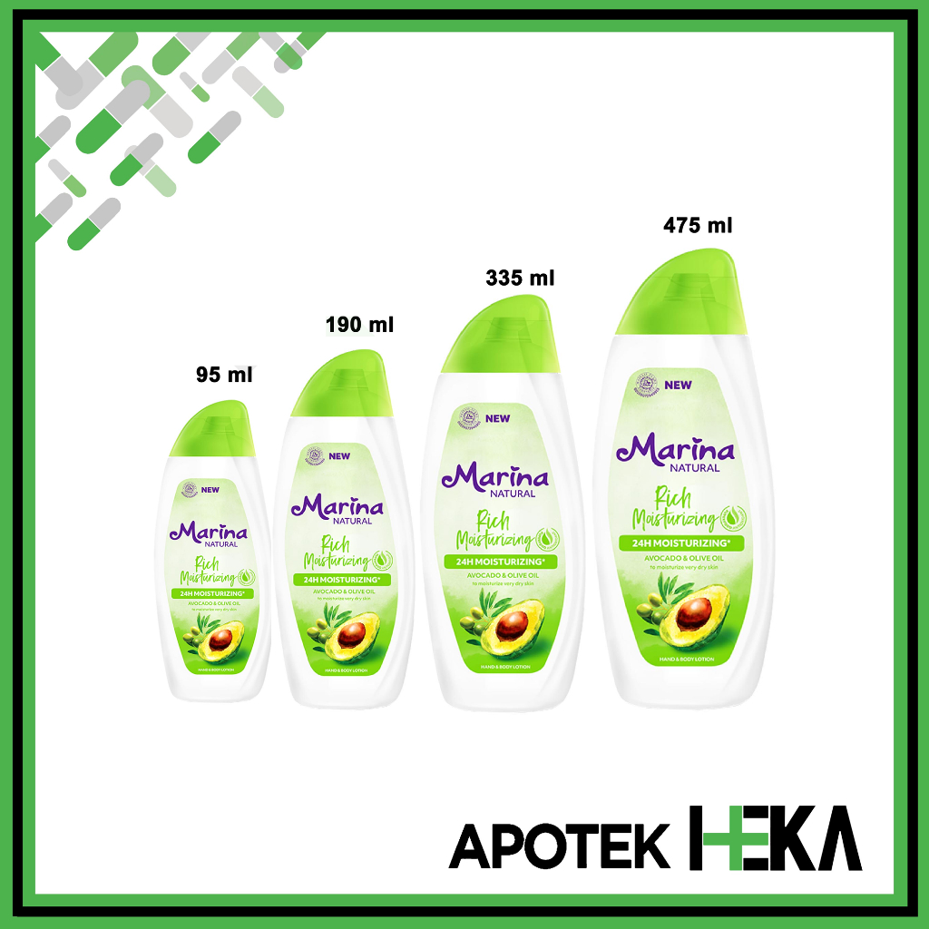 Marina Handbody Lotion Natural Rich Moisturizing - Avocado & Olive Oil (SEMARANG)