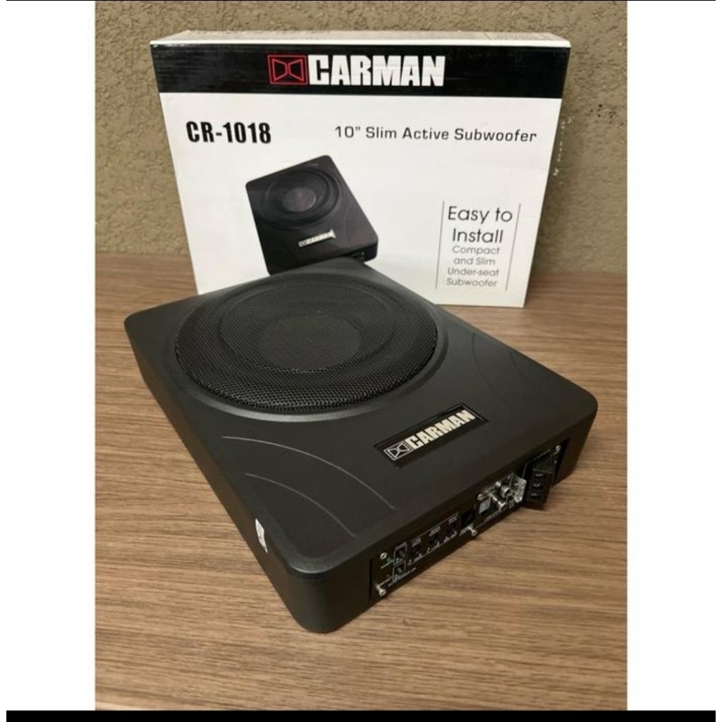 Subwoofer mobil kolong jok aktif 10 inch carman cr-1018 slim aktive subwoofer