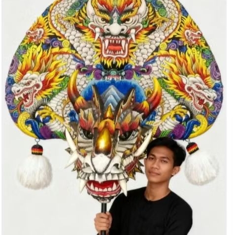 barongan devil tradisional warna putih ukuran 22 dewasa pria barongan devil klasik