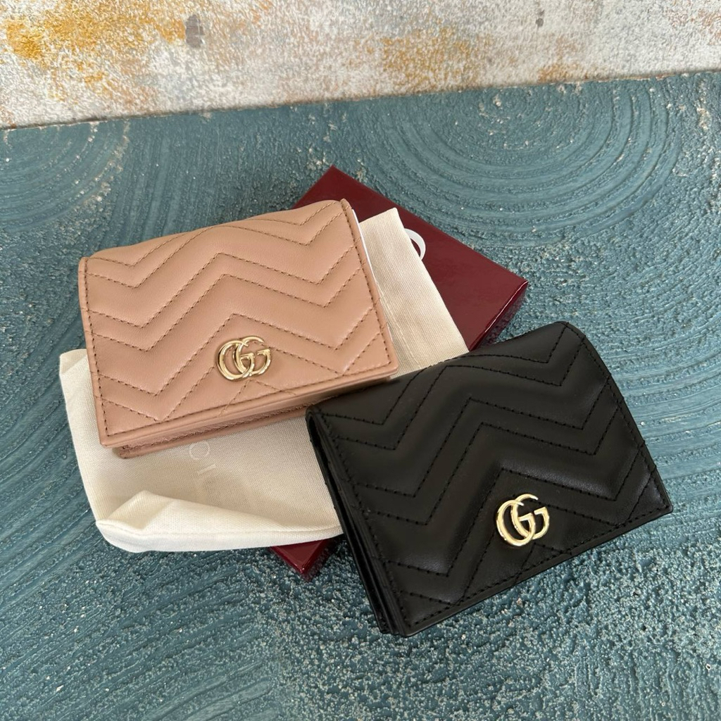 Gucci gg marmont compact wallet in nude ghw
