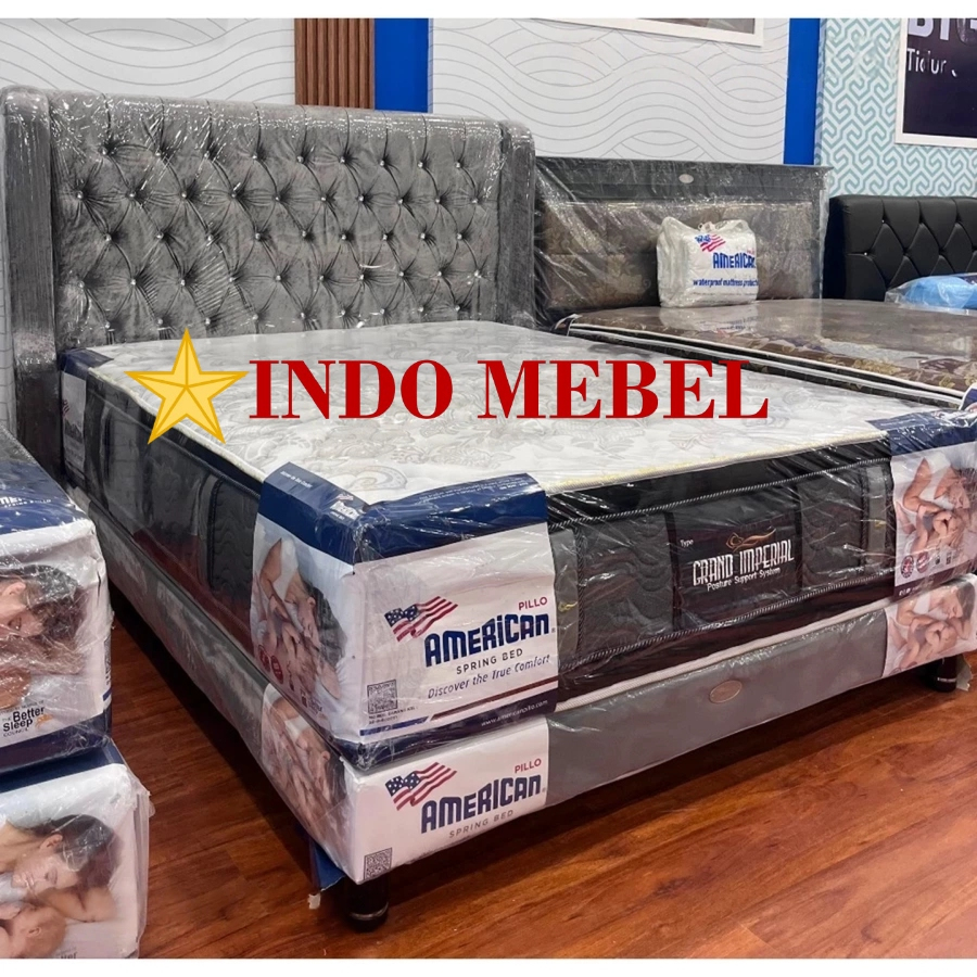 SET Bed Springbed American Grand Imperial + HB Boston ( FULLSET ) Original promo murah ready makassa