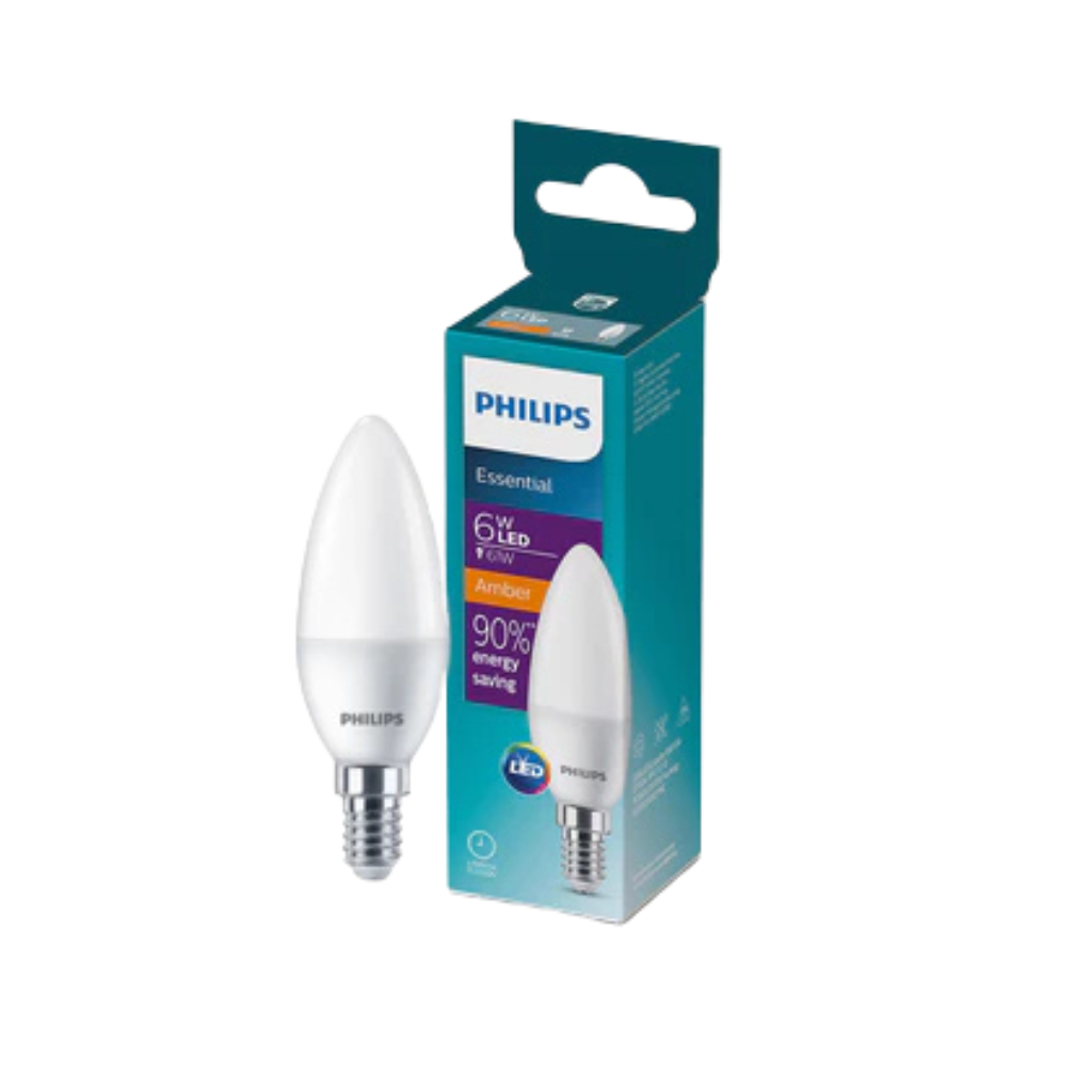 Lampu Essential LED Candle Lilin Philips 6w Warna Kuning 2700K dan Netral 4000K Fitting E14 & E27