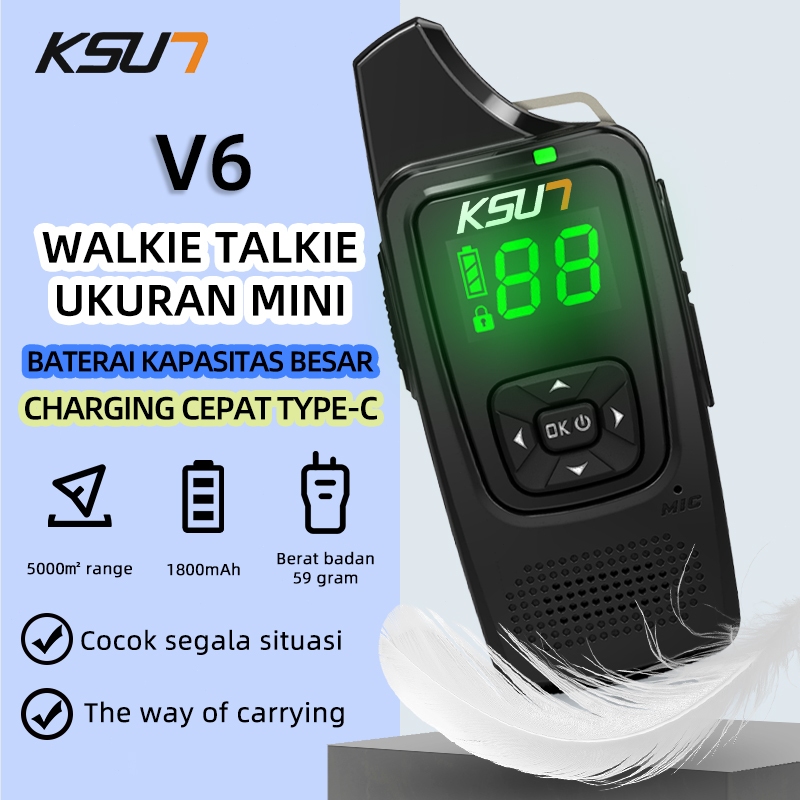 KSUN X-TFSI Walkie Talkie V6 Handy Talky MINl Raidio ht 1-3km Jarak Layar LED