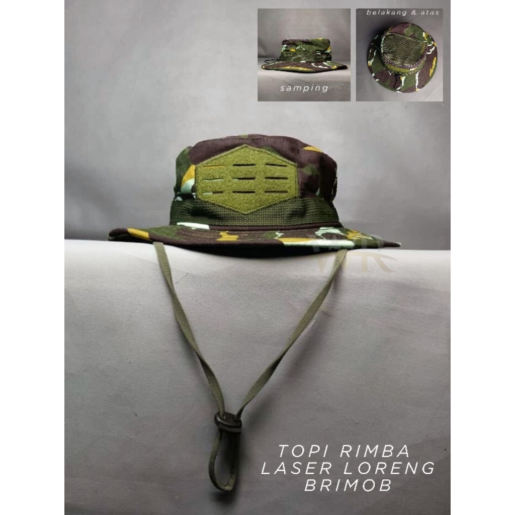 Topi Rimba WR Laser Loreng Brimob/Hitam/MulticamBlack Bahan Ripstok