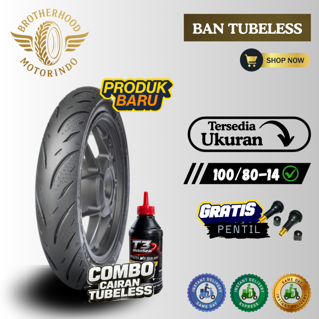 BAN MAXXIS DIAMOND MA3Di  TUBELESS 100/80-14 / GOLDEN CROWN / H999A / BAN TUBLES / BAN MOTOR RING 14