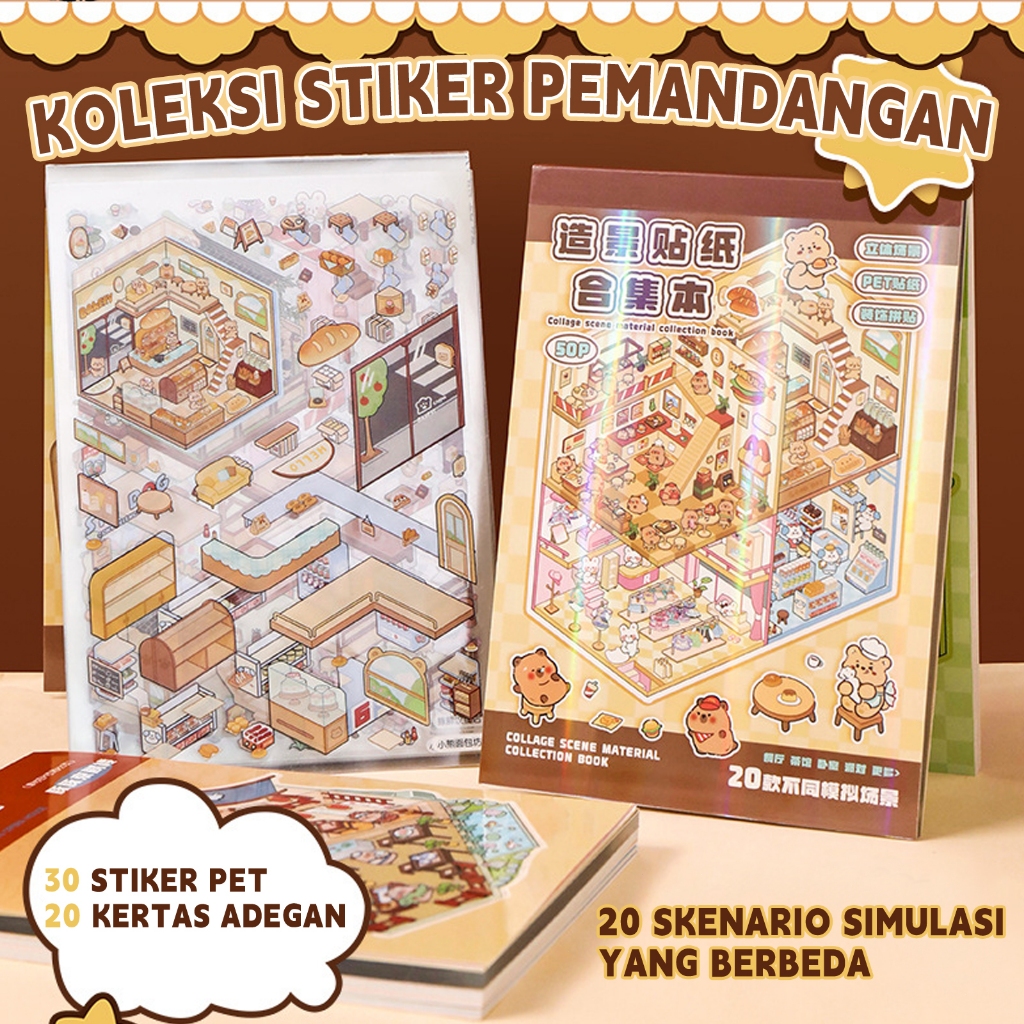 Sticker Book 3D Material Book Miniature Scene Material Book Sticker DIY Creative Simulation Scene