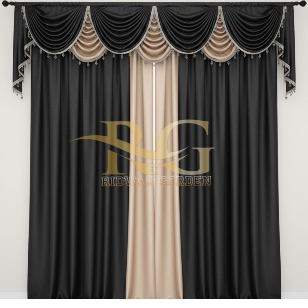 Gorden Blackout Import 1 Set | Poni Gelombang Mewah Elegan | Tirai Jendela Ruang Tamu & Kamar