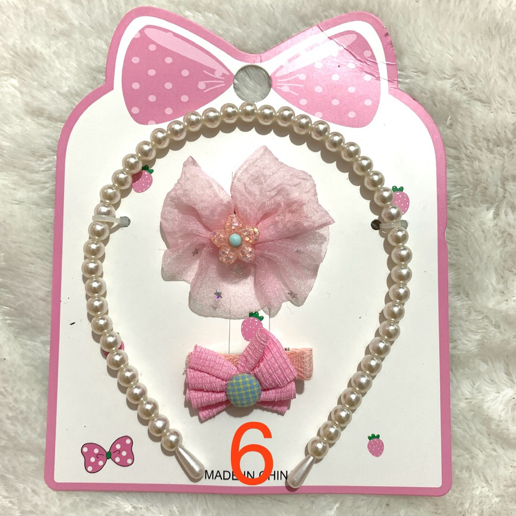 BANDO MUTIARA SET JEPIT | Bando Set Jepit Mutiara Lucu