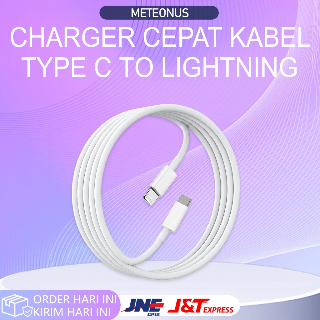 MeteoNus - Kabel Lightning Super Fast Charging | Untuk iPhone & AirPods, 60% Daya dalam 30 Menit, 10