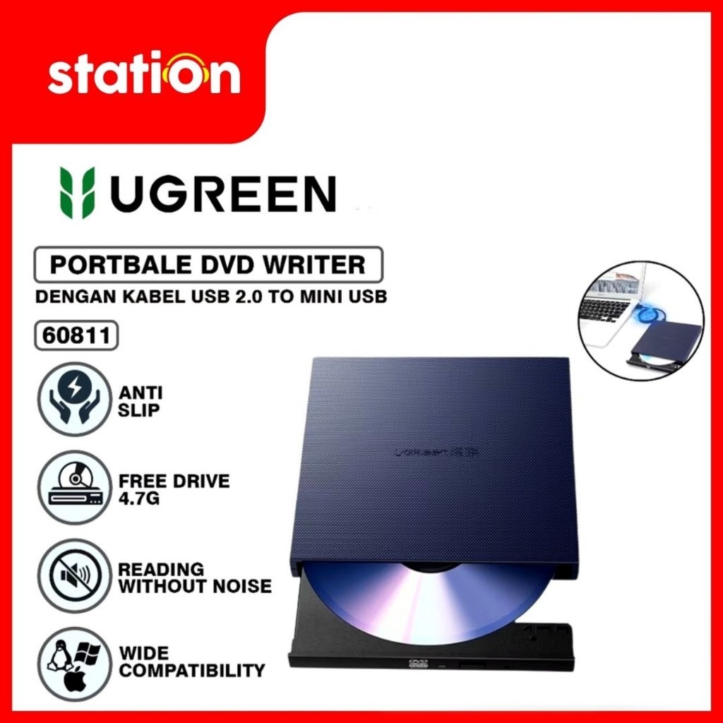 Ugreen 60811 Portable DVD Writer CD Rom External
