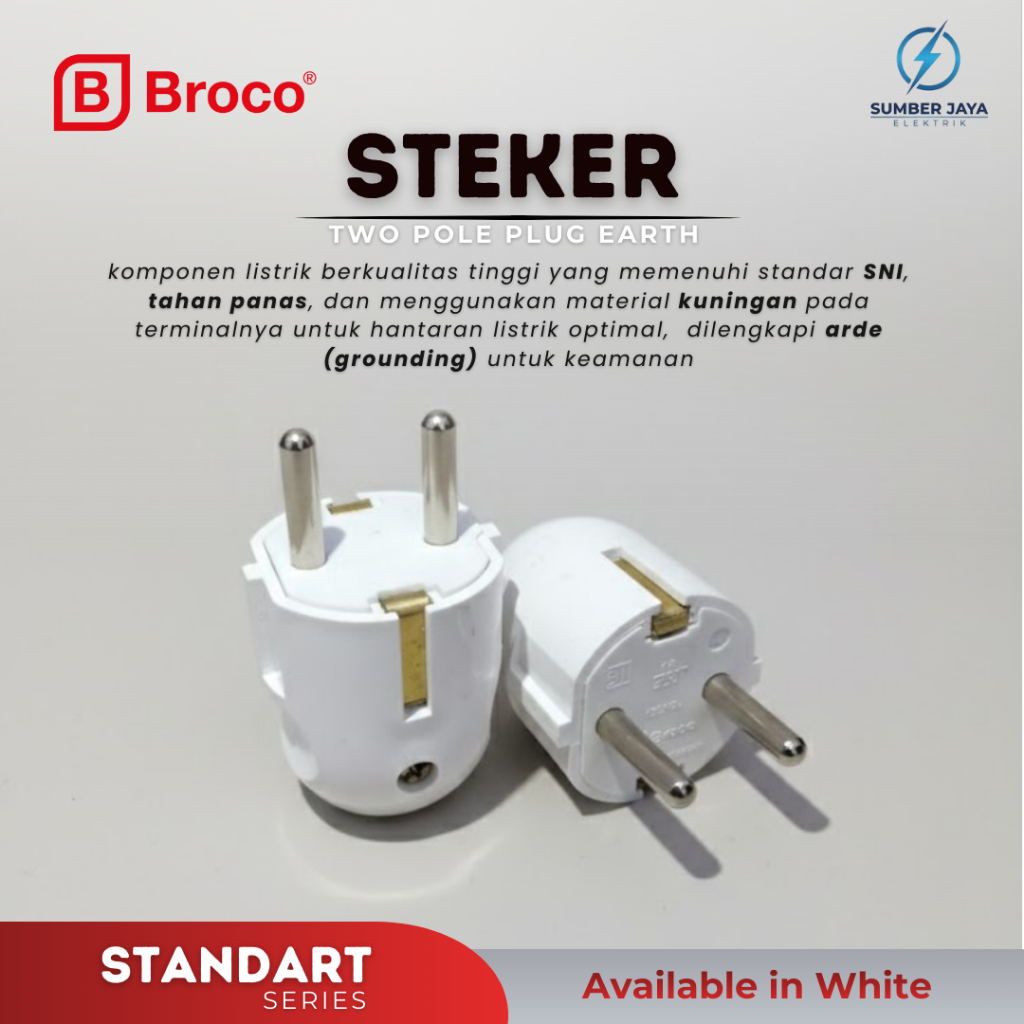 Broco Steker Arde Bulat Original - Colokan Listrik Tahan Panas SNI