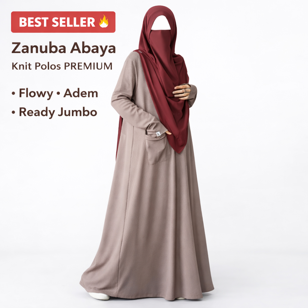 Gamis Zanuba Terbaru Abaya Polos HD 25 gamis bahan kaos knit Premium zanuba hijab official Store