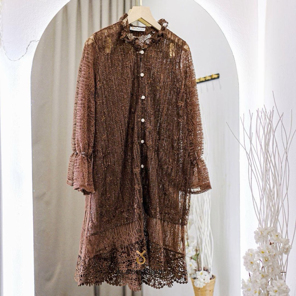 KCJ - DELFIA Tunik Tile Garden Kombinasi Brukat Mewah