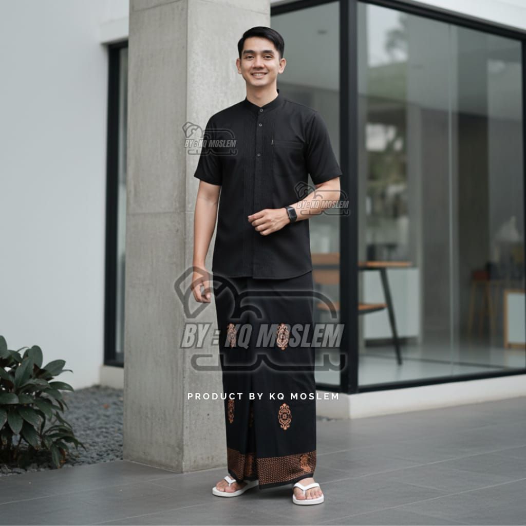 Setelan Koko & sarung dewasa set sarko embos pria dewasa