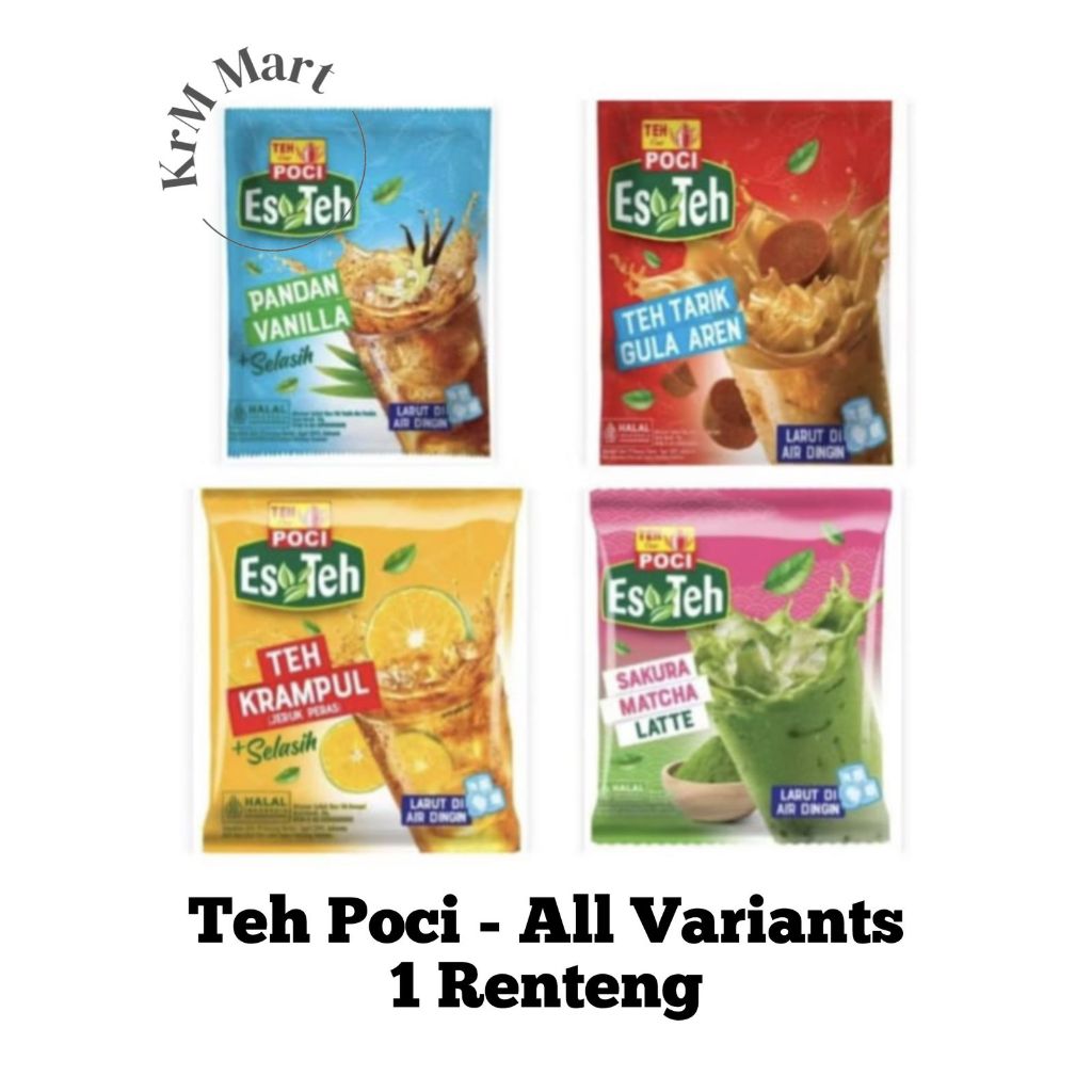 Teh Poci Es Teh All Varian 1 renteng renceng isi 10 sachet rasa sakura matcha latte hijau tarik gula