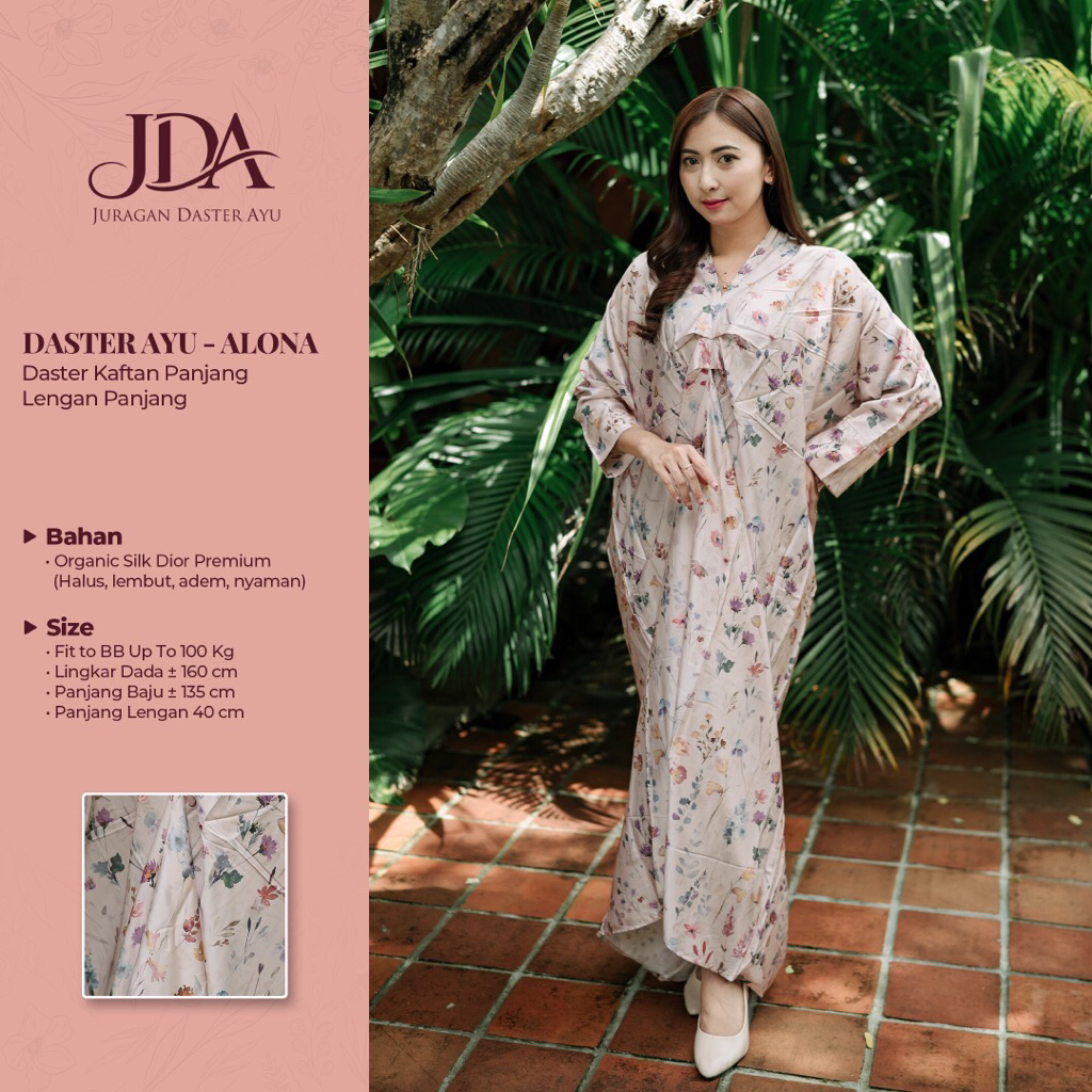 JDA ALONA Kaftan Wanita Premium Original | Silk Organic Dior Adem, Halus & Nyaman Harian