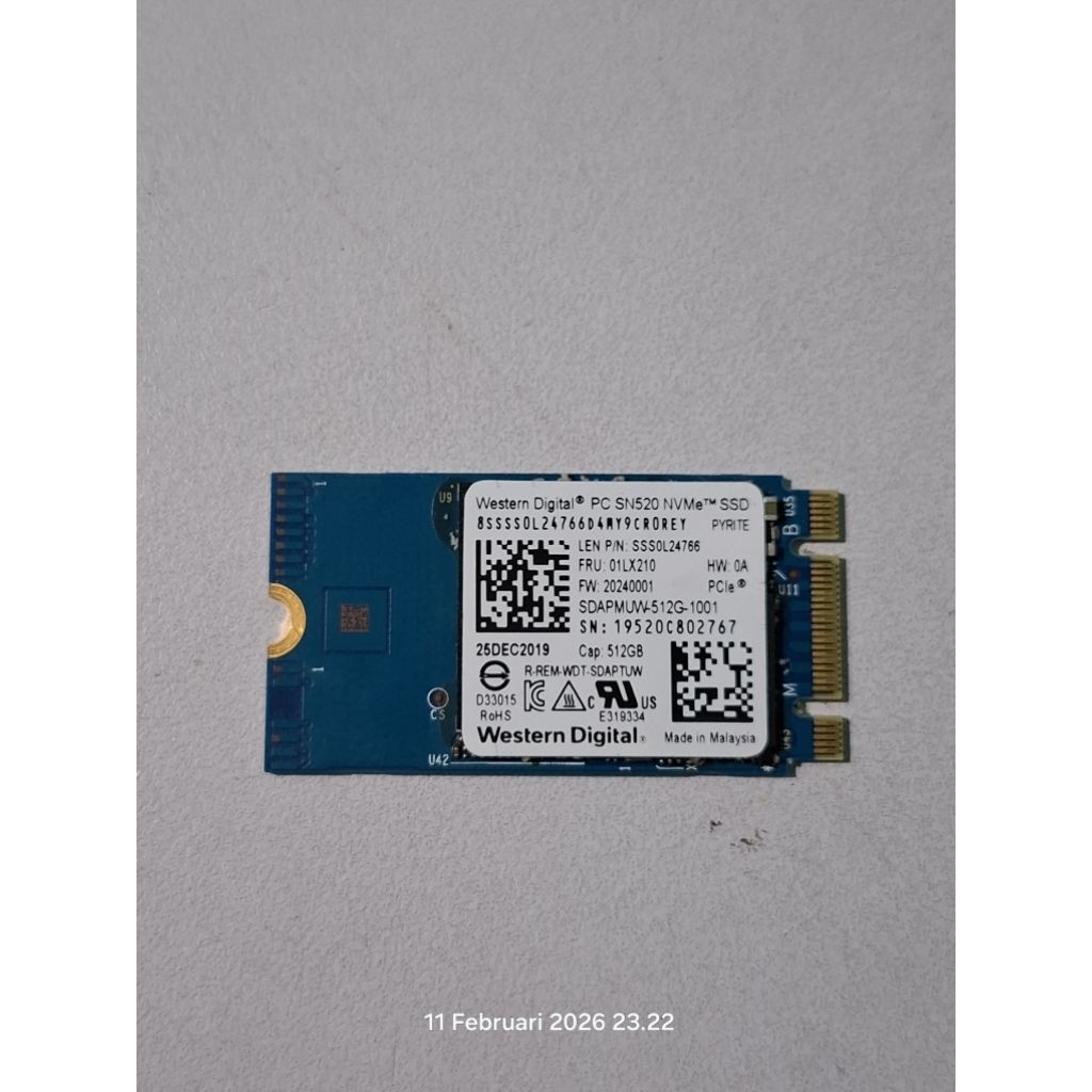 SSD Nvme WD SN520 512GB 2242