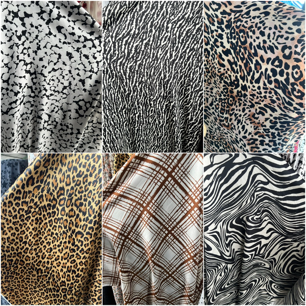 Kain Satin Motif premium | kain saten motif macan (harga per setengah meter)