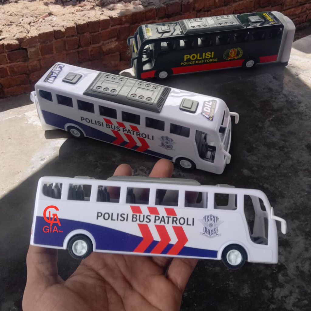 Mainan Miniatur Bus Polisi Mini panjang 15 Cm bus school mini warna warni
