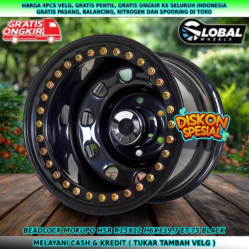 Velg beadlock hsr untuk mobil Everest| Hardtop| Blazer| Dmax| Terrano| dll velg hsr beadlock R15