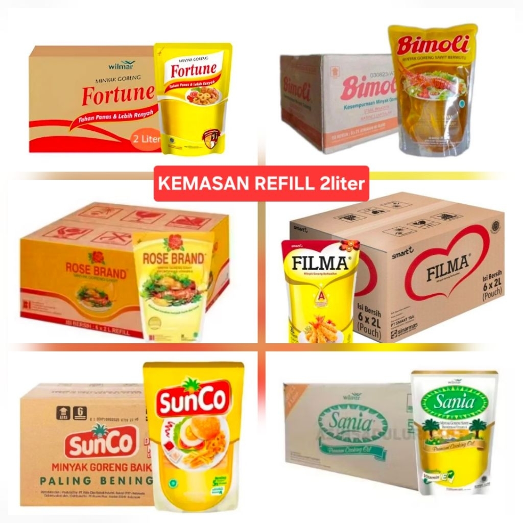 sania/bimoli/sunco minyak goreng 2 liter 1 karton (6 pcs)