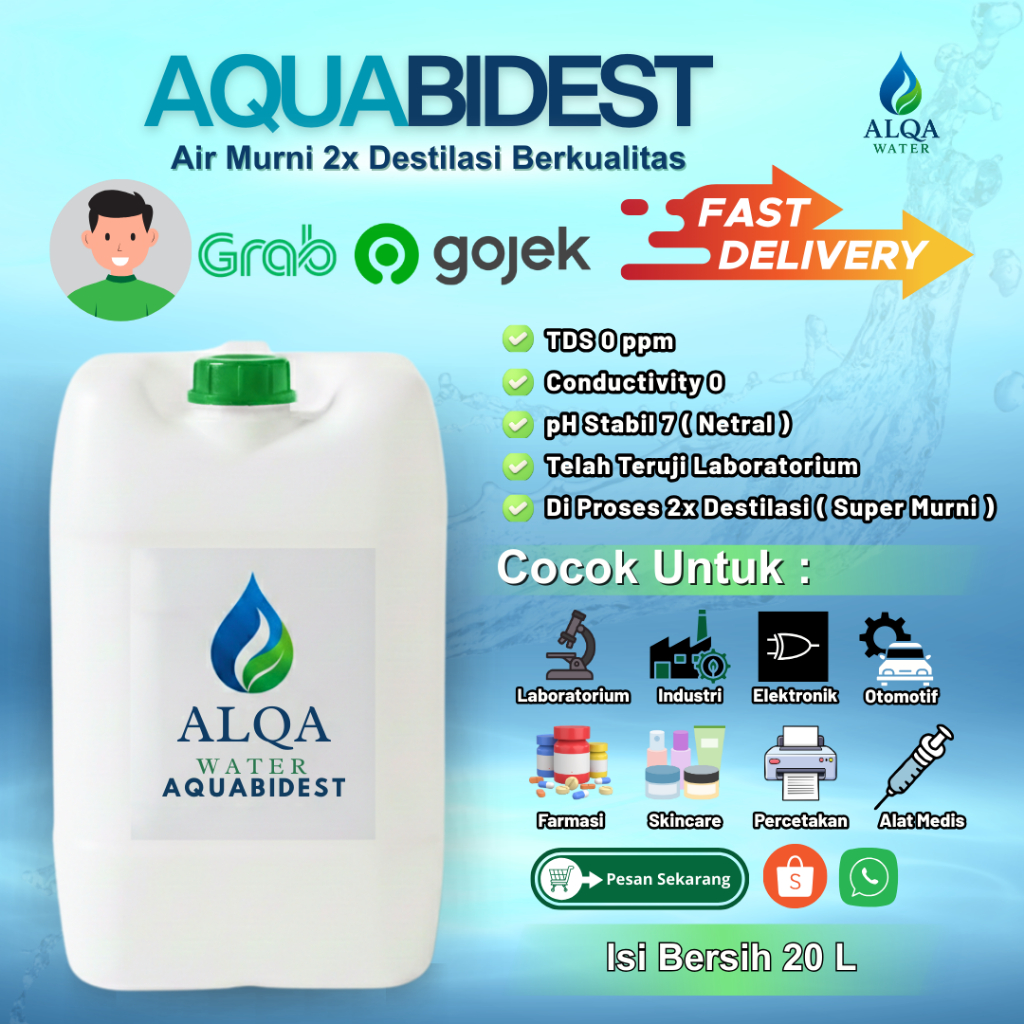(INSTAN) Aquabidest / Aquabidestilata / Aquabidest 20 liter