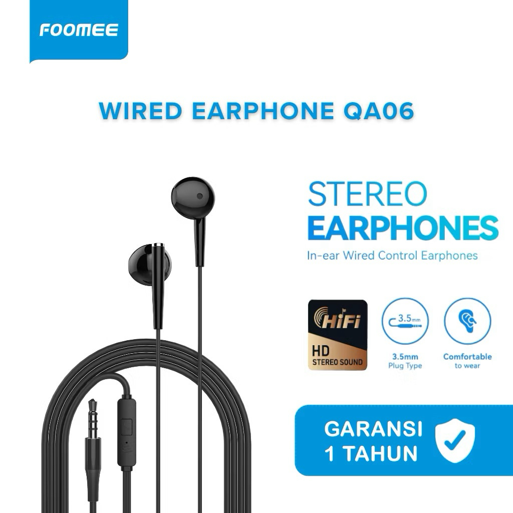 Foomee QA06 , Headset Hansfree Wired Earphone Stereo Qa06