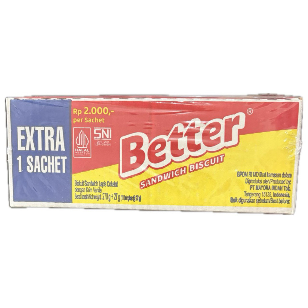 MAYORA BETTER SANDWICH BISKUIT RASA VANILA COKLAT ISI 10 PCS