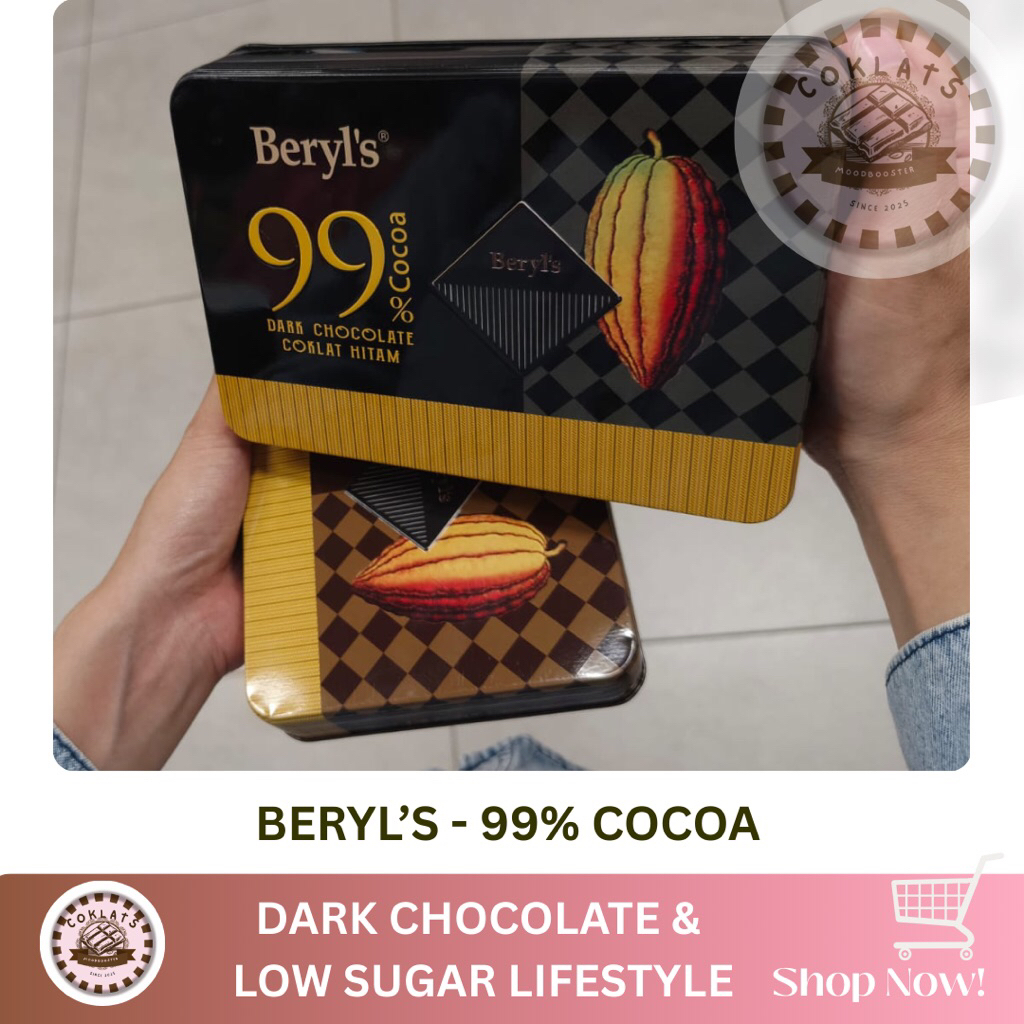 BERYL’S 99% dan 80% COCOA / EXP JAN 2027 / DARK CHOCOLATE PREMIUM IMPORT / COKLAT KALENG EKSKLUSIFE 