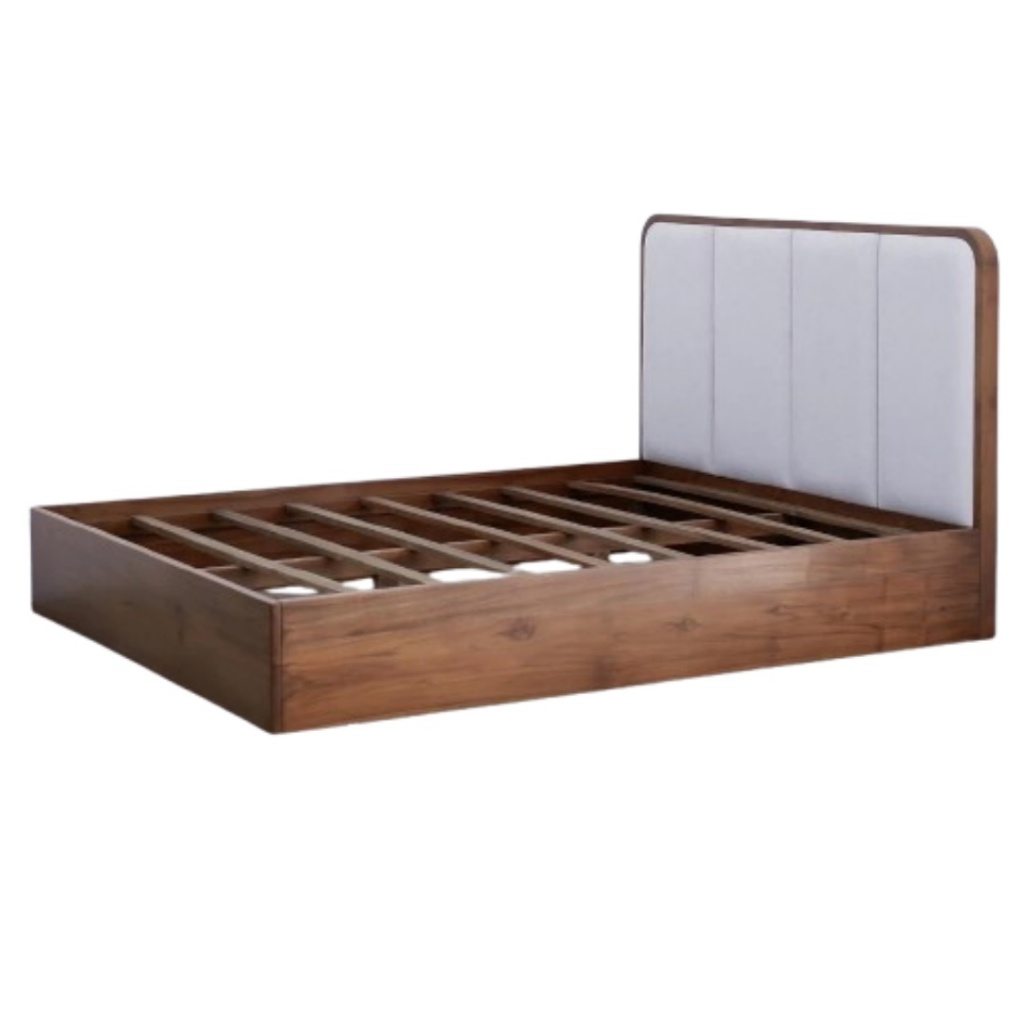 Tempat Tidur Kayu Jati Minimalis Modern Dipan Jati Jepara Sandaran Jok Busa Putih Ranjang Kayu Asli 