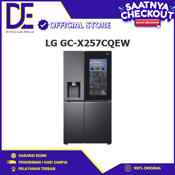 LG GC-X257CQEW KULKAS 4 PINTU SIDE BY SIDE UVNANO DISPENSER AND INSTAVIEW GCX257CQEW X257CQEW