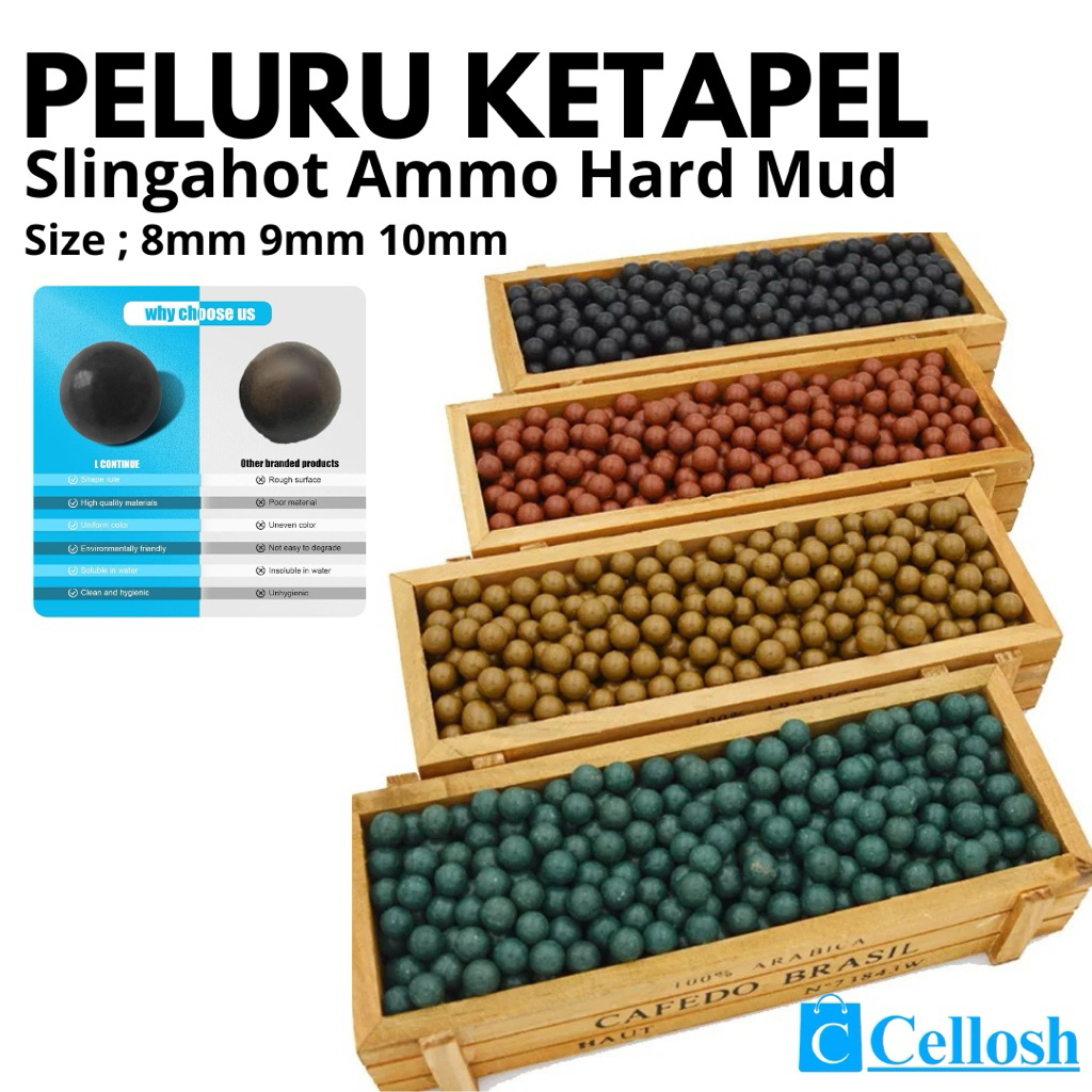 Peluru Ketapel Slingshot Ammo Hard Mud Balls 8mm 9mm 10mm 100 PCS