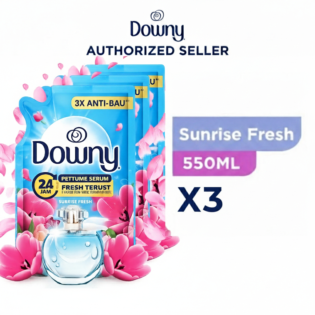 Downy Pelembut dan Pewangi Pakaian Konsentrat Sunrise Fresh Refill 550ml - Paket isi 3