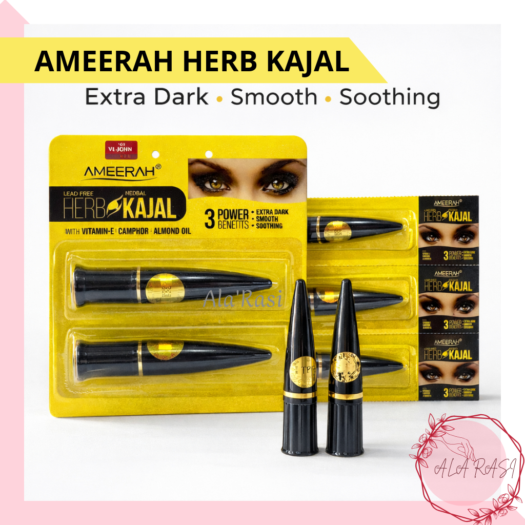 Celak Mata Kajal Ameerah Original Arab - Eyeliner Hitam Pekat Waterproof & Tahan Lama BPOM