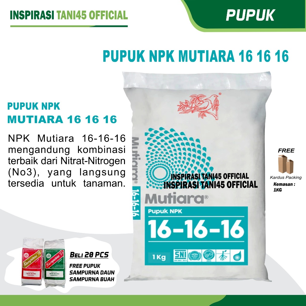 Pupuk NPK Mutiara 1kg/Pupuk NPK  Mutiara 16 16 16 1KG