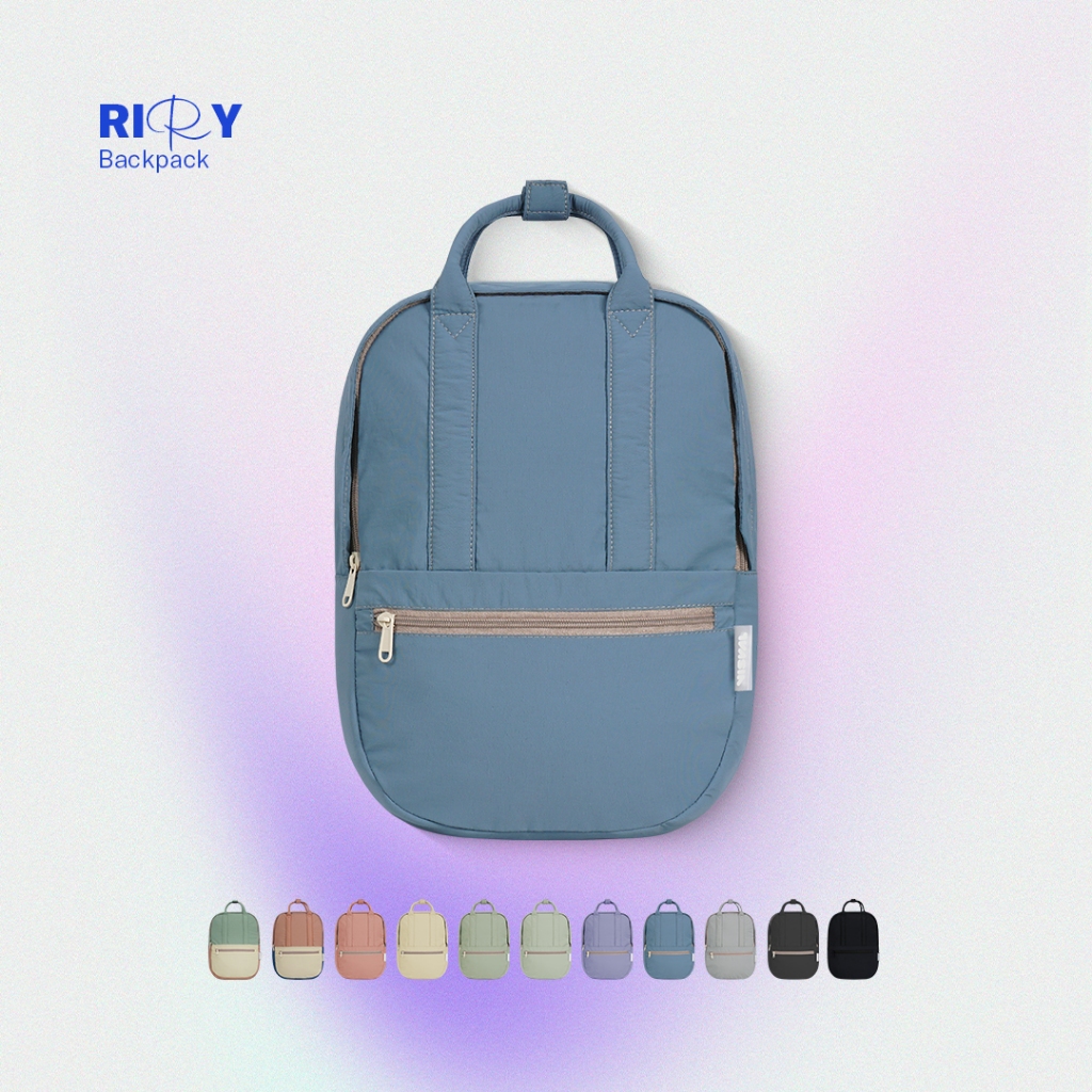 Sekolah Backpack Riry Tas Ransel Ringan Nylon Crinkle dengan Sleeve Laptop 14 Inci Backpack Riry - V