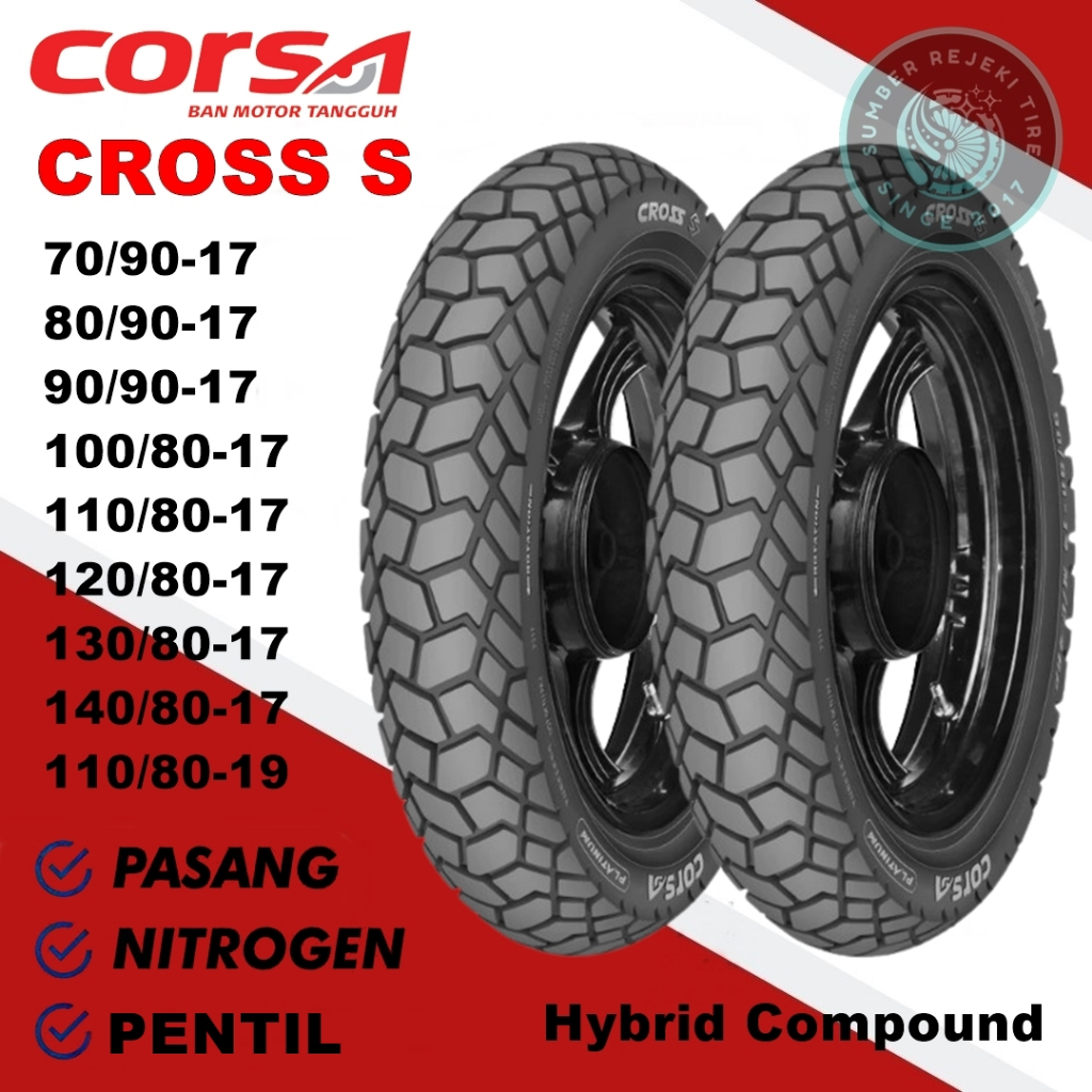 Ban Motor CORSA PLATINUM CROSS S Ukuran 70/90 80/90 90/90 100/80 110/80 120/80 130/80 140/80 Ring 17