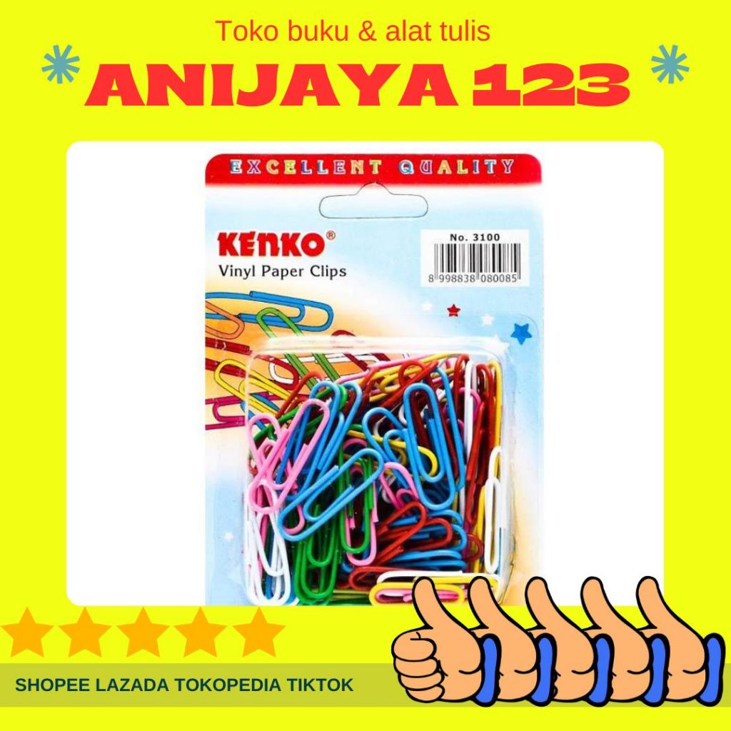 PAPER CLIPS/ KLIP KERTAS WARNA WARNI KENKO NO 3100 1SET ISI 100PCS