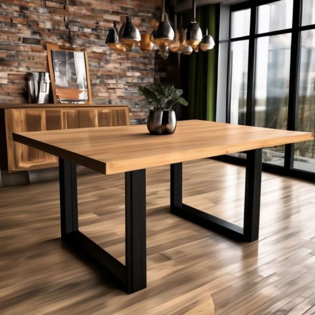 meja makan kayu mahoni 120x60x75