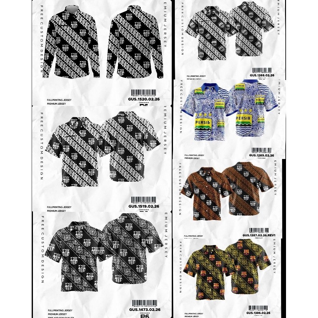 Kemeja Batik Barca Printing/Kemeja Batik Persib Bandung/Batik Barca