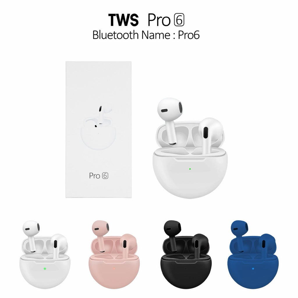 Headset Earphone Handsfree TWS Bluetooth Pro 6 Super Bass