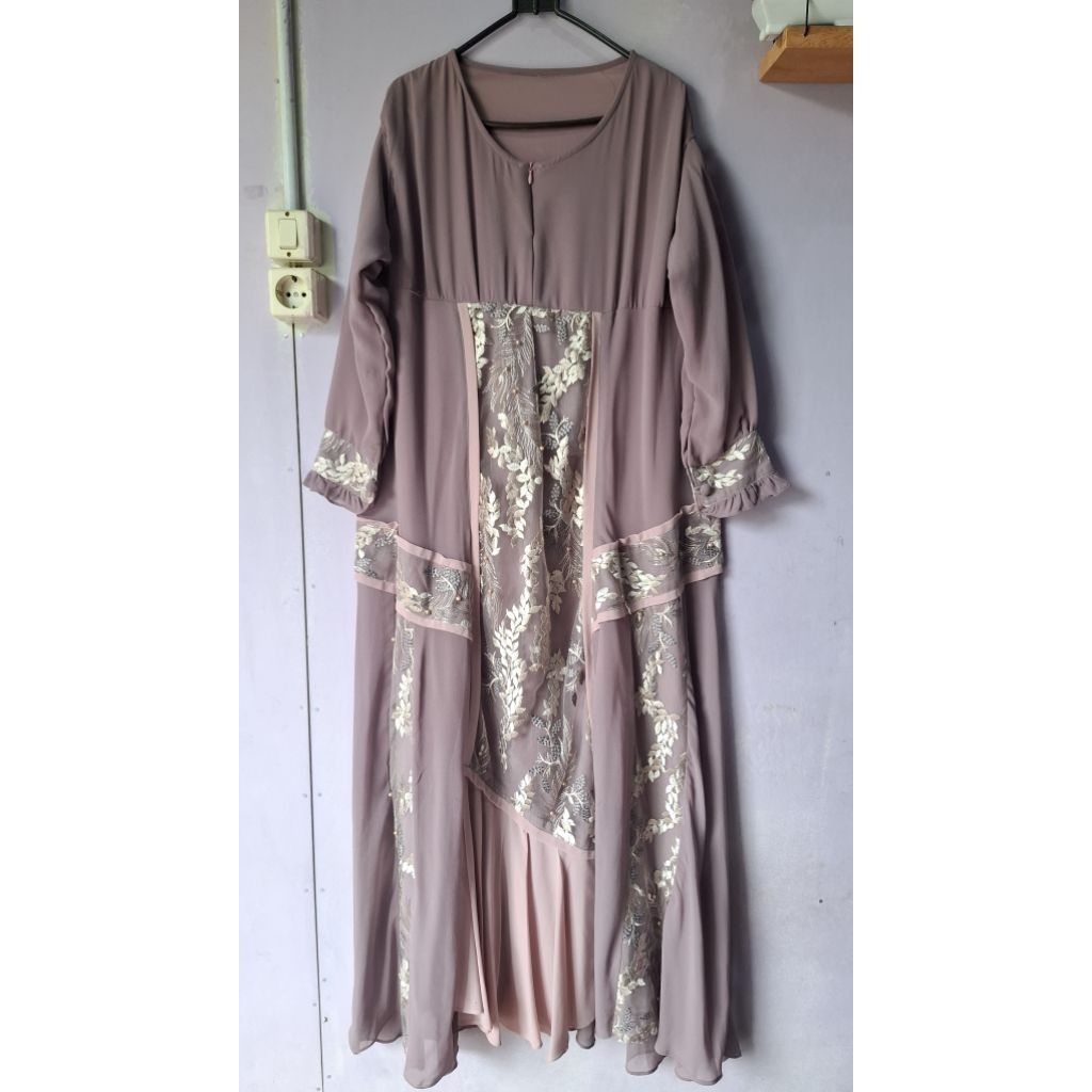 set gamis&jilbab ceruty berpuring