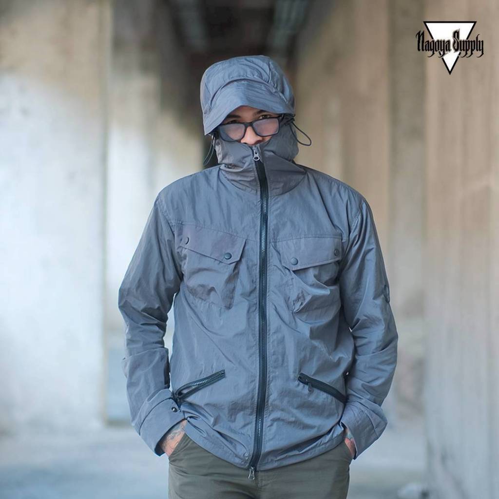NAGOYA Jaket Casual 2 Slide Zipper Ykk - Jaket Windbreakers Casual Double Zipper Crinkle Waterproof